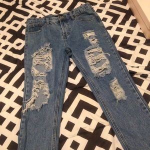 Distressed Ankle Denim Jeans